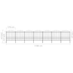 Greatstore Zahradní plot s hroty ocel (1,75–2) x 11,9 m černý