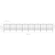 Greatstore Zahradní plot s hroty ocel (1,75–2) x 13,6 m černý