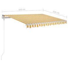 Greatstore Ručně zatahovací markýza 350 x 250 cm žlutobílá