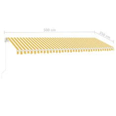 Petromila Ručně zatahovací markýza s LED světlem 500 x 350 cm žlutobílá