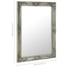 Greatstore Nástěnné zrcadlo barokní styl 60 x 80 cm stříbrné