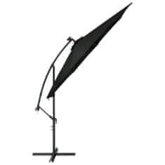 Greatstore Konzolový slunečník s LED světly ocelová tyč 300 cm černý