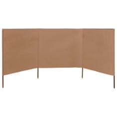 Greatstore 3dílná zástěna proti větru látková 400 x 160 cm taupe