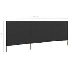 Greatstore 3dílná zástěna proti větru látková 400 x 160 cm antracitová