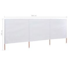 Greatstore 3dílná zástěna proti větru látková 400 x 160 cm pískově bílá