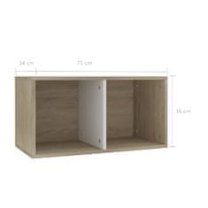 Greatstore Úložný box na LP desky bílý a dub sonoma 71x34x36cm dřevotříska