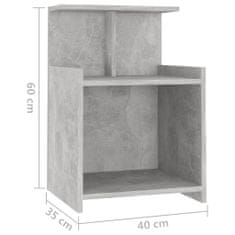 Greatstore Noční stolek betonově šedý 40 x 35 x 60 cm dřevotříska