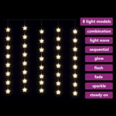 Vidaxl Světelný závěs hvězdičky 200 LED teplé bílé světlo 8 funkcí