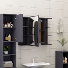 Greatstore Koupelnová skříňka se zrcadlem šedá 80 x 20,5 x 64 dřevotříska