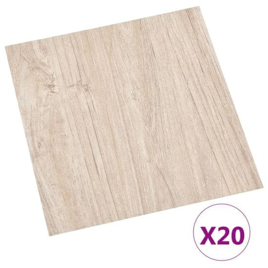 Vidaxl Samolepicí podlahové desky 20 ks PVC 1,86 m2 světle hnědé