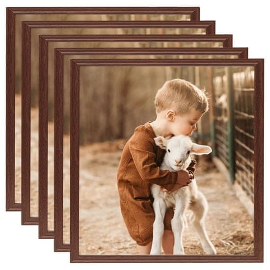 Greatstore Fotorámečky koláž 5 ks na zeď nebo stůl hnědé 40 x 40 cm MDF