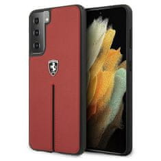 Ferrari FEOSIHCS21MRE hard silikonové pouzdro Samsung Galaxy S21 PLUS 5G red Off Track Leather Nylon Stripe