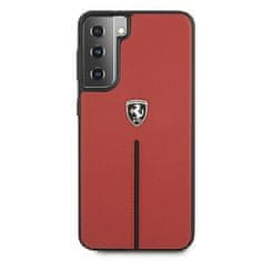 Ferrari FEOSIHCS21MRE hard silikonové pouzdro Samsung Galaxy S21 PLUS 5G red Off Track Leather Nylon Stripe