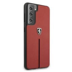 Ferrari FEOSIHCS21MRE hard silikonové pouzdro Samsung Galaxy S21 PLUS 5G red Off Track Leather Nylon Stripe