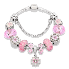 SILVER STAR Nádherný růžový náramek ve stylu PANDORA s modelovým číslem 3 Pink - P10965-3