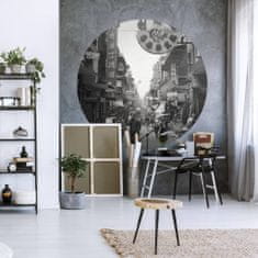 Vidaxl WallArt Kulatá nástěnná malba Hongkong staré časy, 142,5 cm