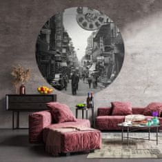 Vidaxl WallArt Kulatá nástěnná malba Hongkong staré časy, 142,5 cm