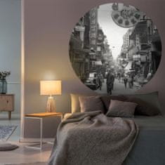 Vidaxl WallArt Kulatá nástěnná malba Hongkong staré časy, 142,5 cm