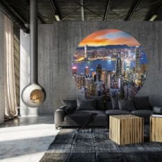 Vidaxl WallArt Kulatá nástěnná malba Skyline by Night, 142,5 cm