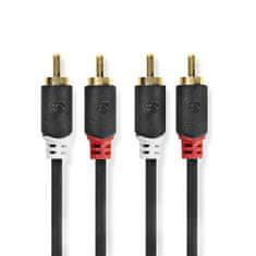 Nedis  Stereo audio kabel, 2x RCA konektor - 2x RCA konektor, pozlacené, 3m