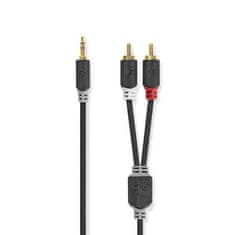 Nedis  Stereo audio kabel, 3,5mm konektor - 2x RCA konektor, pozlacené, 1m