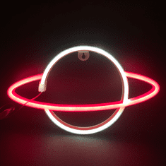 ACA Lightning  Neonová lampička - Saturn, 3x AA baterie/USB kabel, IP20, červená+bílá barva