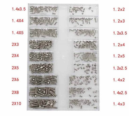 Šrouby pro notebooky pro notebooky DIY sada pro počítače 500KS SADA OD M1.2 PO M2 - TYP - 3