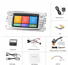 Hizpo Android rádio Ford Focus Mondeo S-Max Galaxy C-Max Focus KUGA, Nové autorádio do Ford Focus Ford Mondeo Ford Galaxy autorádio s Android GPS Navigace, Mapy, Kamera, USB FORD