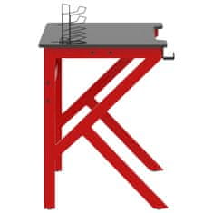 Greatstore Herní stůl s nohami ve tvaru K černý a červený 90 x 60 x 75 cm