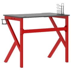 Greatstore Herní stůl s nohami ve tvaru K černý a červený 90 x 60 x 75 cm