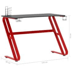 Greatstore Herní stůl s nohami ve tvaru ZZ černý a červený 110x60x75 cm