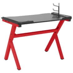 Greatstore Herní stůl s LED ve tvaru Y černý a červený 90 x 60 x 75 cm