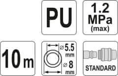 YATO Hadice vzduchová spirální PU 5,5x8mm, 10m