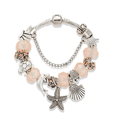 SILVER STAR Elegantní náramek s beige delfínem v A´la PANDORA stylu - P10804. - 18