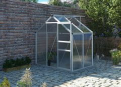 IWHOME Zahradní skleník DEMETER A101-A 2,51m² alu 201x190x132 cm PC 4 mm + základna IWH-10270001