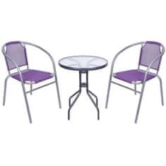 ST LEISURE EQUIPMENT Balkonová souprava BRENDA, fialová, stůl 72x59 cm, 2x židle 60x71 cm