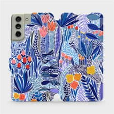 Mobiwear Flip pouzdro na mobil Samsung Galaxy S21 FE - MP03P Modrá květena