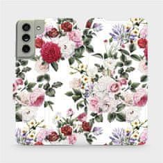 Mobiwear Flip pouzdro na mobil Samsung Galaxy S21 FE - MD01S Růže na bílé