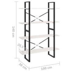 Vidaxl Knihovna se 4 policemi bílá 100 x 30 x 140 cm masivní borovice