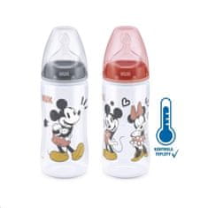 Nuk Kojenecká láhev na učení Disney MICKEY s kontrolou teploty 300 ml červená