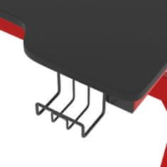 Greatstore Herní stůl s LED ve tvaru Z černý a červený 110 x 60 x 75 cm