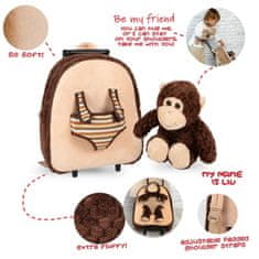 Perletti BE MY FRIEND, Dětský plyšový batoh na kolečkách s odnímatelnou hračkou MEDVÍDEK, 13040
