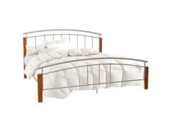KONDELA Manželská postel, dřevo přírodní/stříbrný kov, 140x200, MIRELA