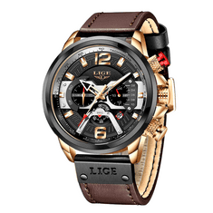 Lige Elegantní pánské hodinky s koženým řemínkem - model 3, ZDARMA jako bonus