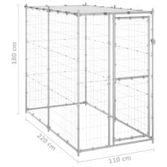 Petromila Venkovní psí kotec pozinkovaná ocel se střechou 110x220x180 cm