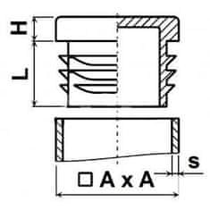 SVX Záslepka čtvercová černá 70x70x2-4mm 2 ks