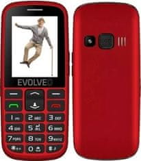 Evolveo EasyPhone EG, mobilní telefon pro seniory s nabíjecím stojánkem, červený