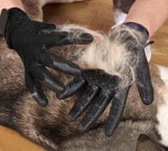 Pawly Rukavice pro jemné, efektivní česání a odstraňování kočičí nebo psí srsti, 5-prstový kartáč ve tvaru rukavice pro lepší úchop, ideální péče pro domácí mazlíčky, PawlyPremiumDUO