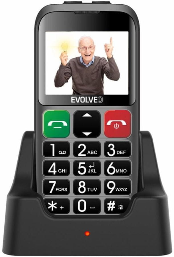 Evolveo EASYOHONE EB, mobilní telefon pro seniory s nabíjecím stojánkem, stříbrná