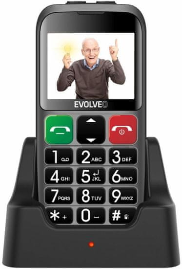 Evolveo EASYPHONE EB, mobilní telefon pro seniory s nabíjecím stojánkem, stříbrná - použité
